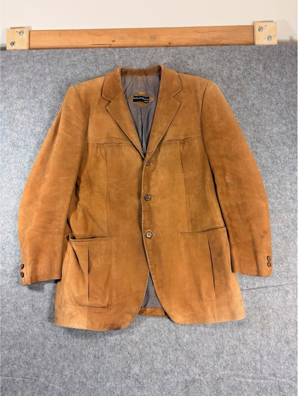 La Costa Azul Men Suede Jacket Genuine Leather Brown Size Large